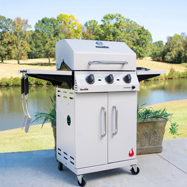 Clay Stainless Steel 3-Burner Propane Gas Grill with Cabinet