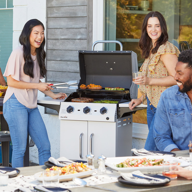Clay Stainless Steel 3-Burner Propane Gas Grill with Cabinet