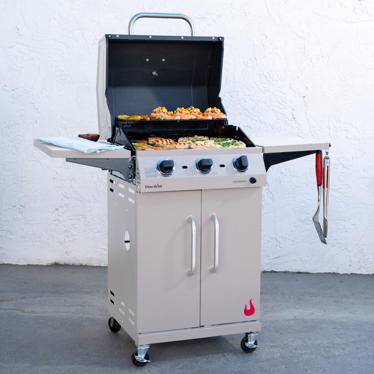 Clay Stainless Steel 3-Burner Propane Gas Grill with Cabinet