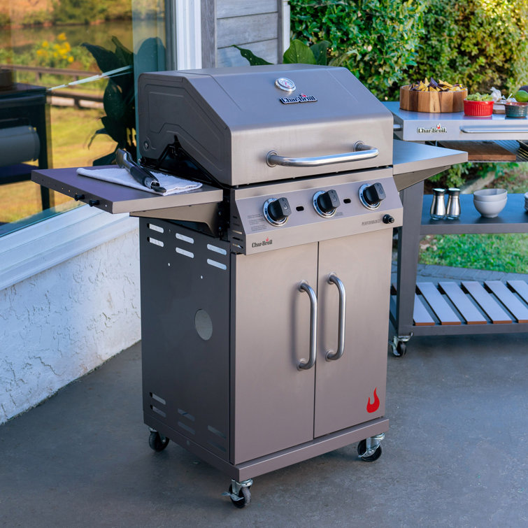 Char-Broil Stone 3-Burner Propane Gas Grill with Cabinet