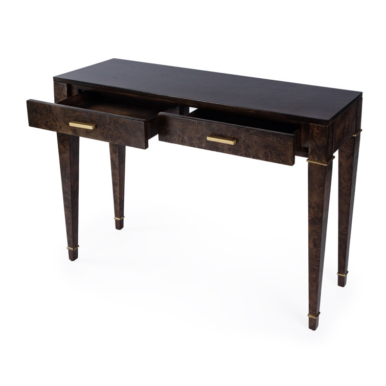 Kai 45" Dark Brown Burl Wood Console Table with Storage