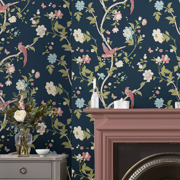 Midnight Blue Floral Botanical Removable Wallpaper