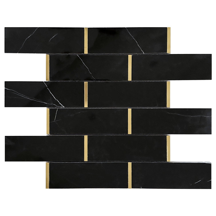 Natural Bianco 2" x 6" Marble Brick Joint Mosaic Wall Tile