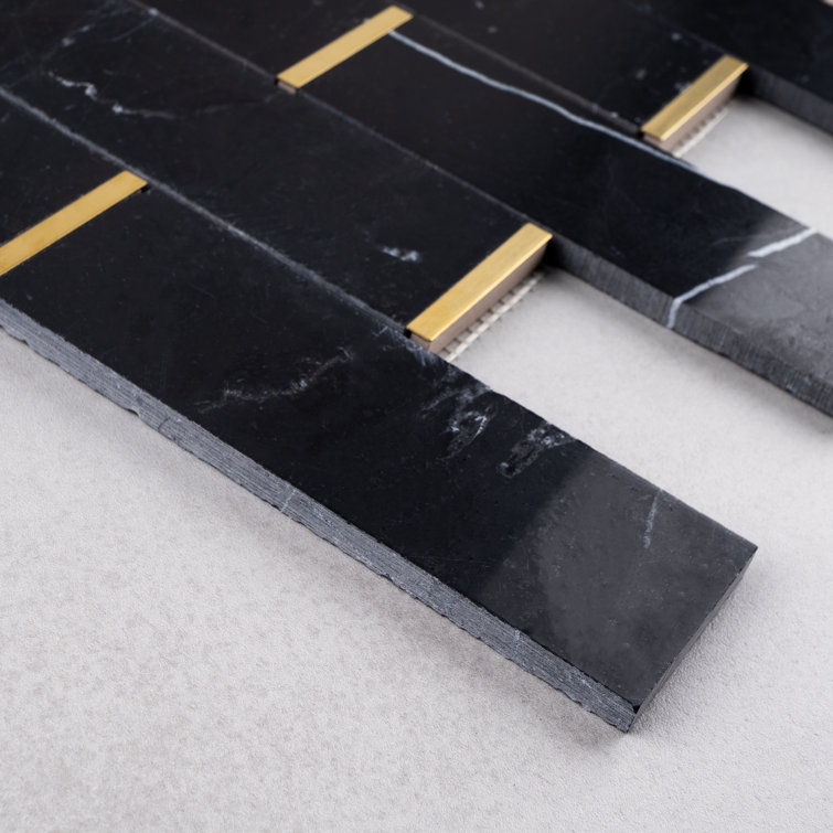 Natural Bianco 2" x 6" Marble Brick Joint Mosaic Wall Tile