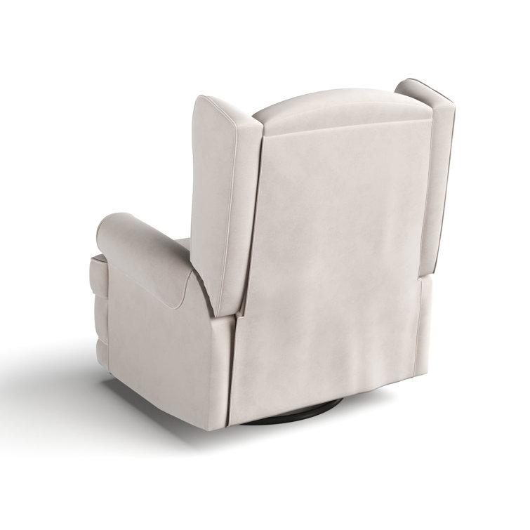 Ivory Swivel Recliner with Metal Base and USB Ports