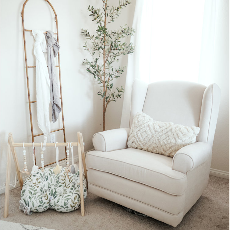 Ivory Swivel Recliner with Metal Base and USB Ports