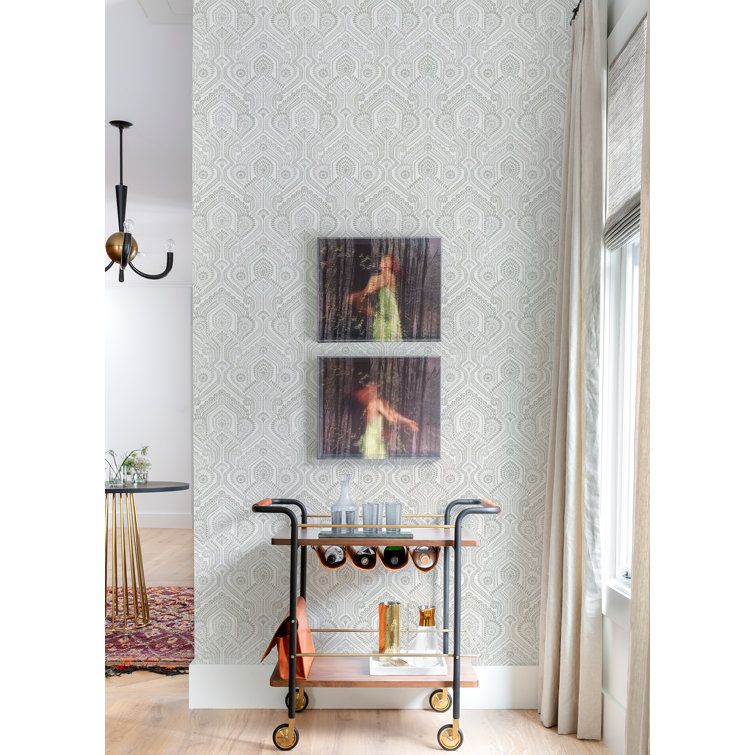Fernback Grey Ornate Botanical Non-Woven Wallpaper
