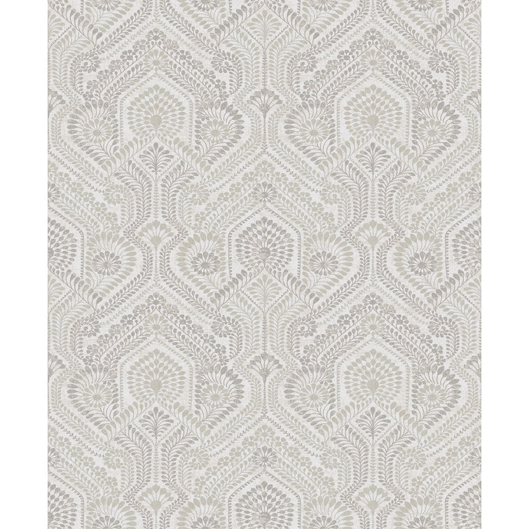 Fernback Grey Ornate Botanical Non-Woven Wallpaper