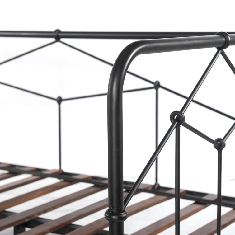 Casey Black Metal Daybed with Rectangular Headboard