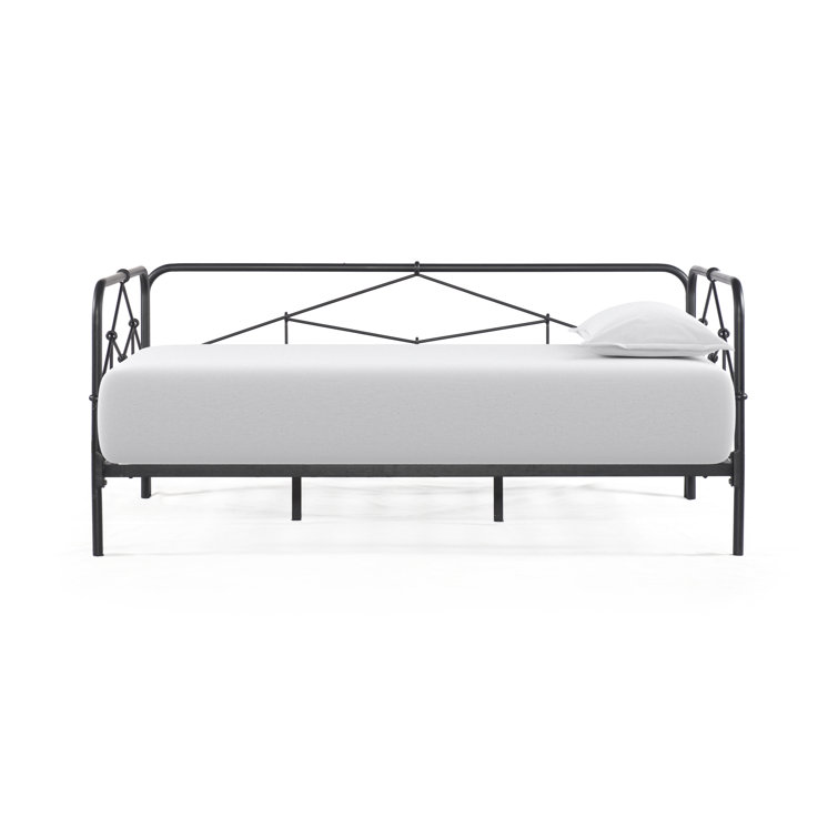 Casey Black Metal Daybed with Rectangular Headboard