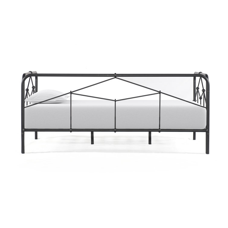 Casey Black Metal Daybed with Rectangular Headboard