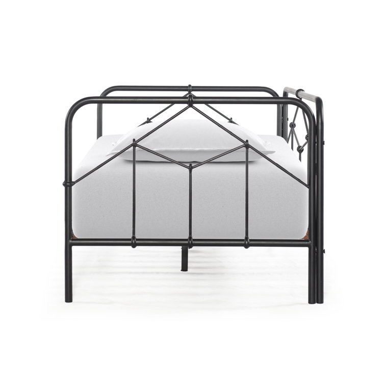Casey Black Metal Daybed with Rectangular Headboard