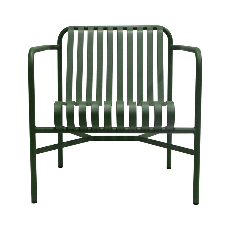 Dark Green Powder Coated Steel Outdoor Armchair