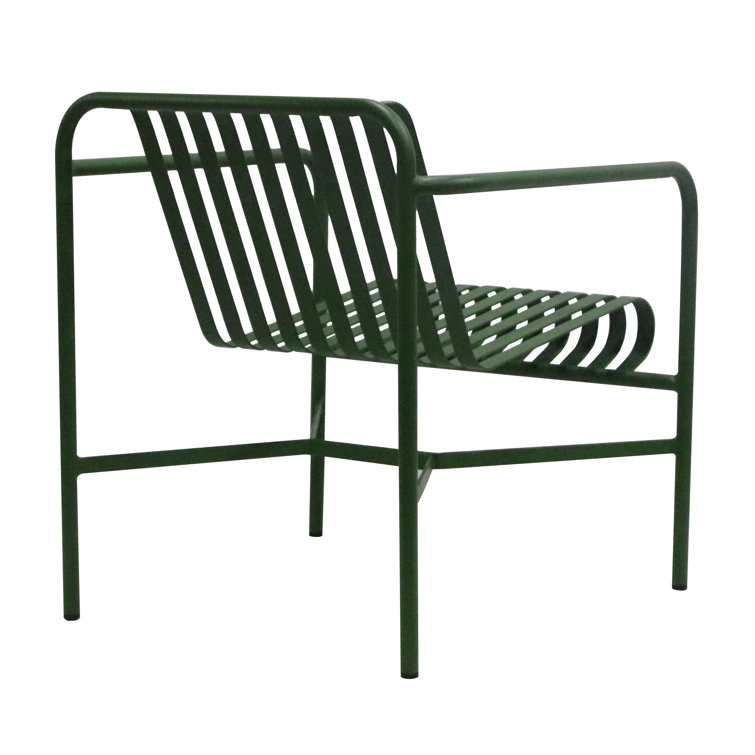 Dark Green Powder Coated Steel Outdoor Armchair