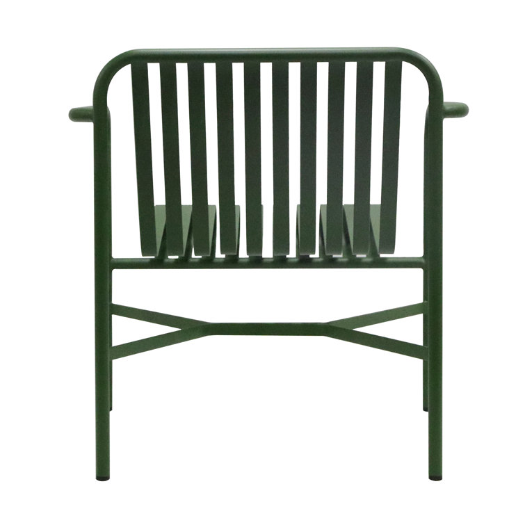 Dark Green Powder Coated Steel Outdoor Armchair