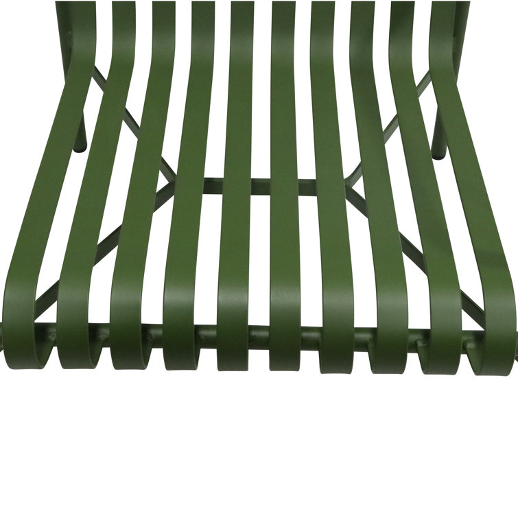 Dark Green Powder Coated Steel Outdoor Armchair