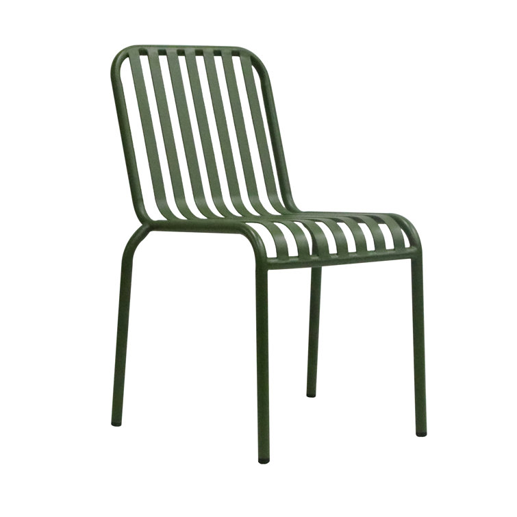 Dark Green Metal Stackable Outdoor Dining Chairs, Set of 2