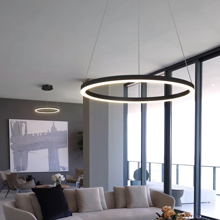 Tania 24" Black Aluminum LED Ring Chandelier