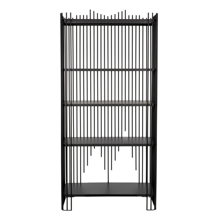 Matte Black Industrial Wood Geometric Bookcase