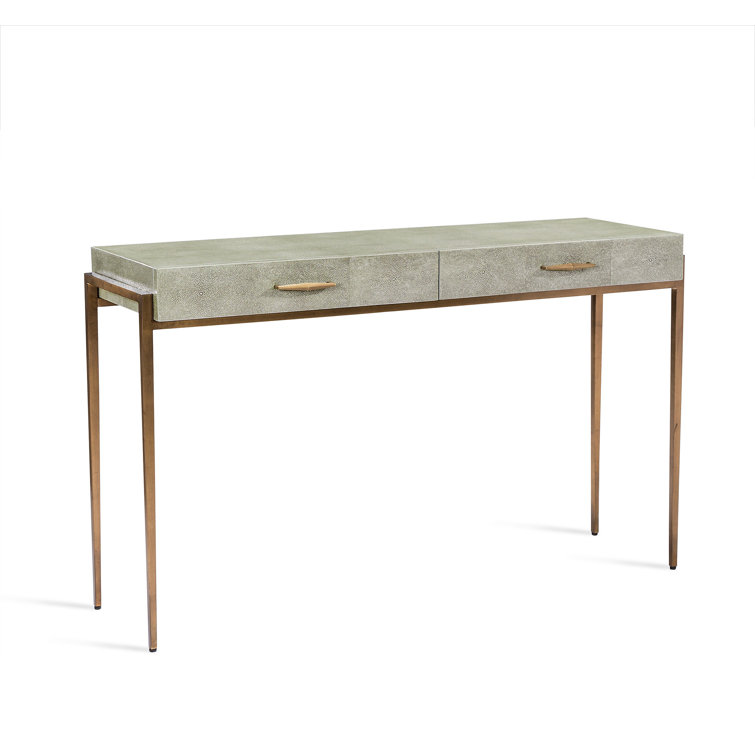 Morand Gray Shagreen & Gold Leaf Console Desk with Drawer