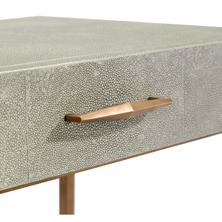 Gray Shagreen and Gold Metal 2-Drawer Nightstand