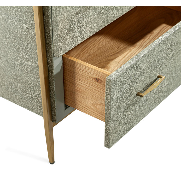 Morand Sorrel Gray Sharkskin Faux Shagreen 6-Drawer Dresser