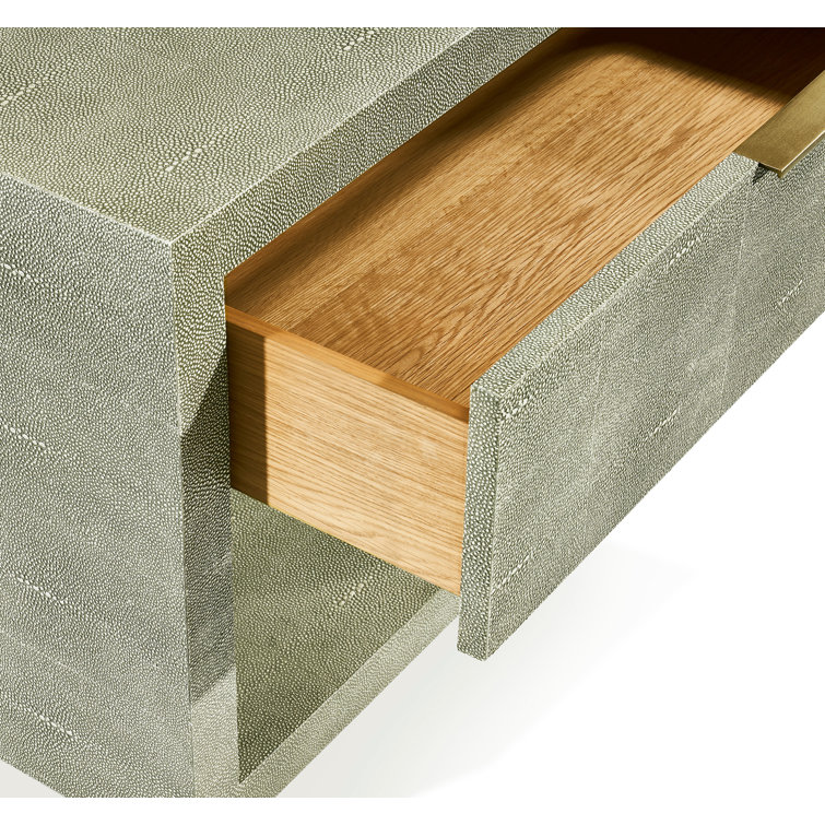 Sorrel Grey Sharkskin and Antique Brass 1-Drawer Nightstand