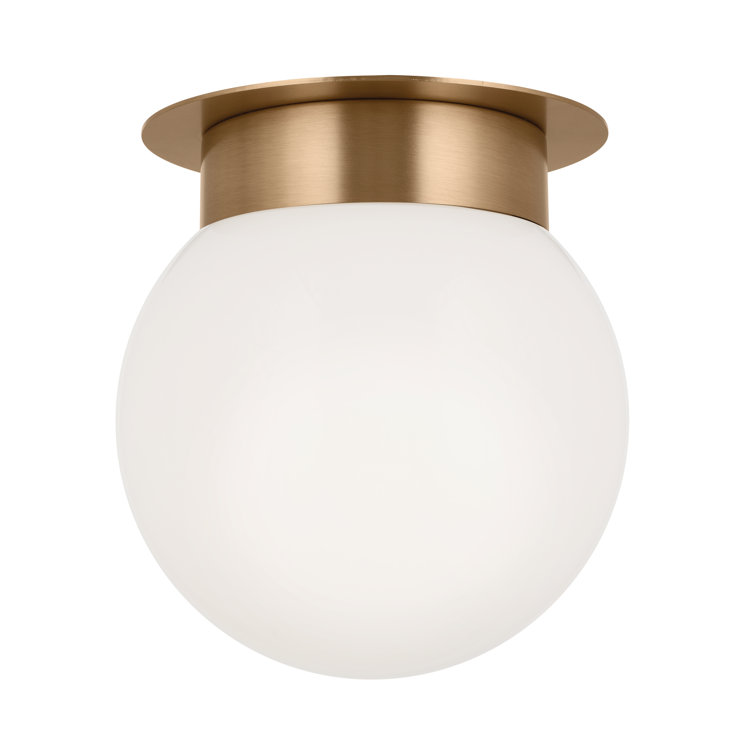Champagne Bronze Globe LED Flush Mount with Opal Glass
