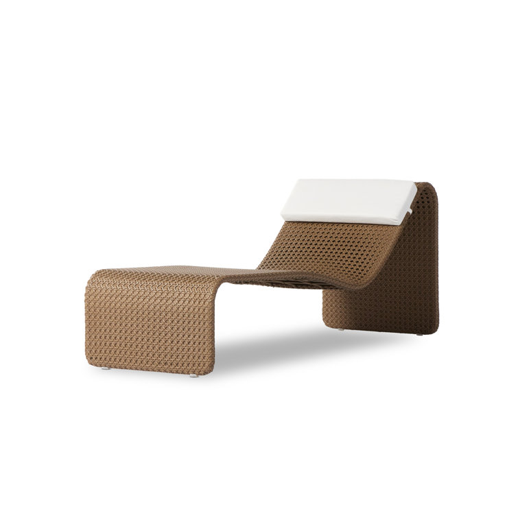 Paige Brown Woven Outdoor Chaise Lounge with Cushions