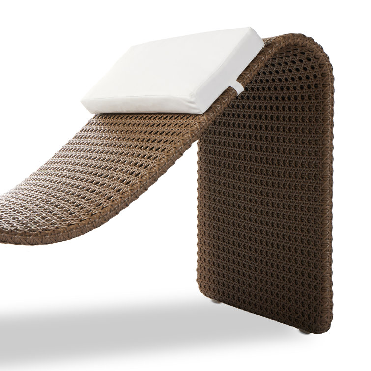 Paige Brown Woven Outdoor Chaise Lounge with Cushions