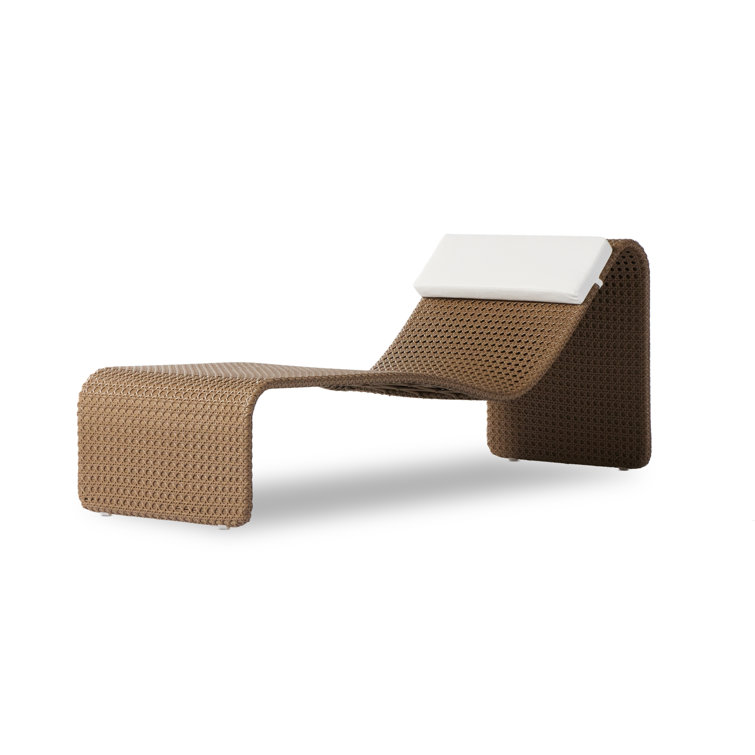 Paige Brown Woven Outdoor Chaise Lounge with Cushions