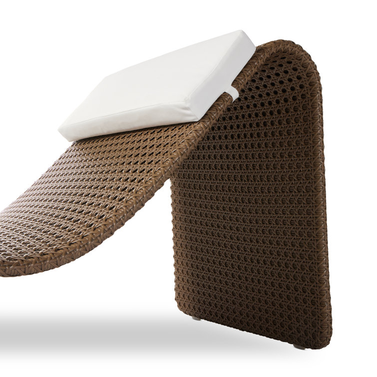 Paige Brown Woven Outdoor Chaise Lounge with Cushions