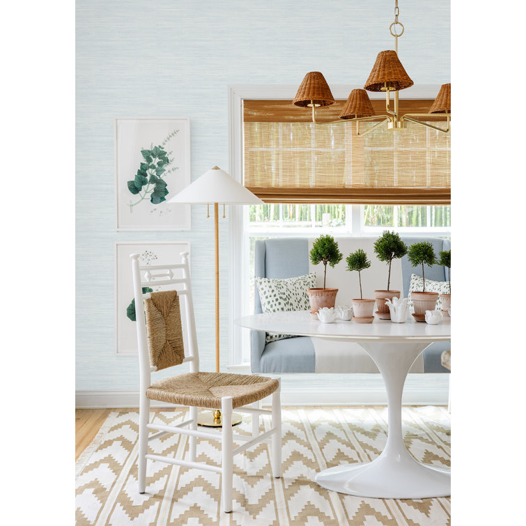 Whisper Blue Faux Grasscloth Peel & Stick Wallpaper Roll