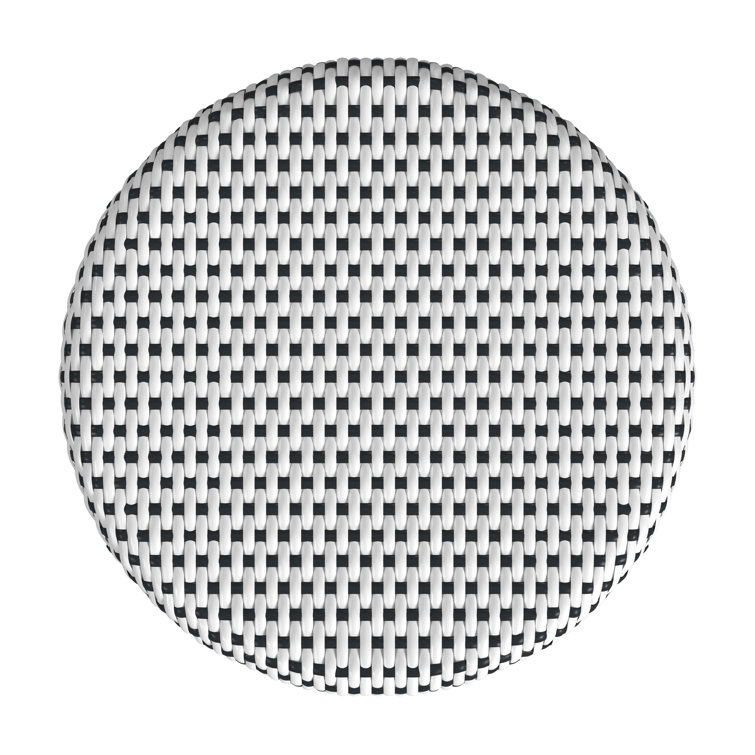 Coastal Boho Chic White & Black Dot Rattan Counter Stool