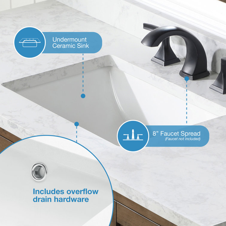 Almond Latte 48" Single Sink Bathroom Vanity with White Marble Top