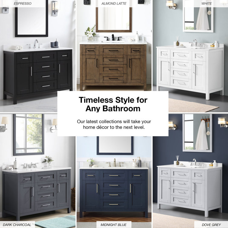 Almond Latte 48" Single Sink Bathroom Vanity with White Marble Top