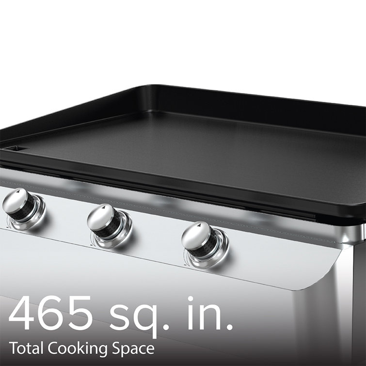 Stainless Steel 3-Burner Propane Gas Tabletop Griddle