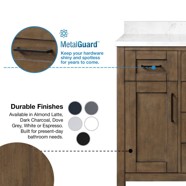 Almond Latte 48" Single Sink Bathroom Vanity with White Marble Top
