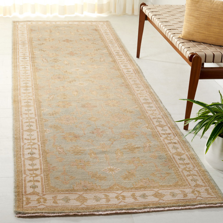 Hand-Knotted Ivory Oushak Wool Runner Rug - 3' x 10'