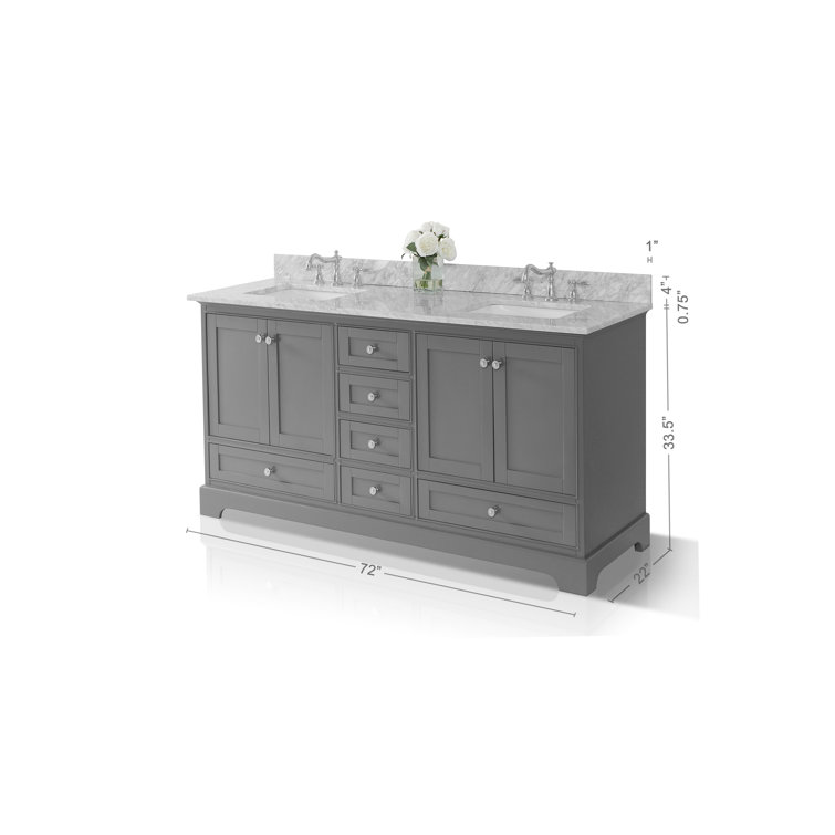 Audrey 72'' Sapphire Gray Double Bathroom Vanity with Marble Top
