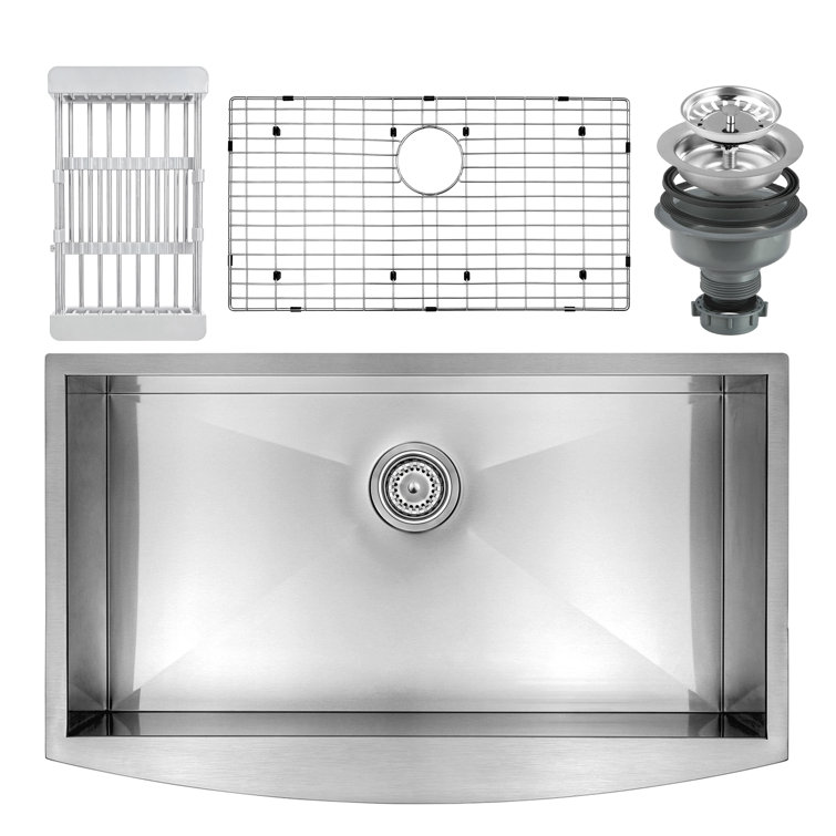 33" Brushed Stainless Steel Farmhouse Apron Kitchen Sink with Accessories