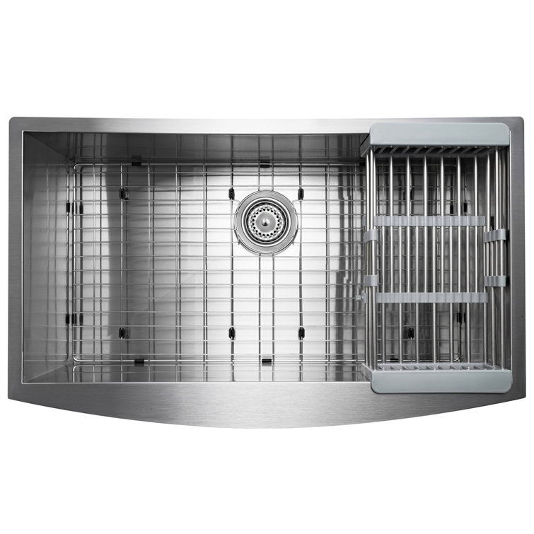 33-Inch Brushed Stainless Steel Farmhouse Kitchen Sink with Pull Down Faucet