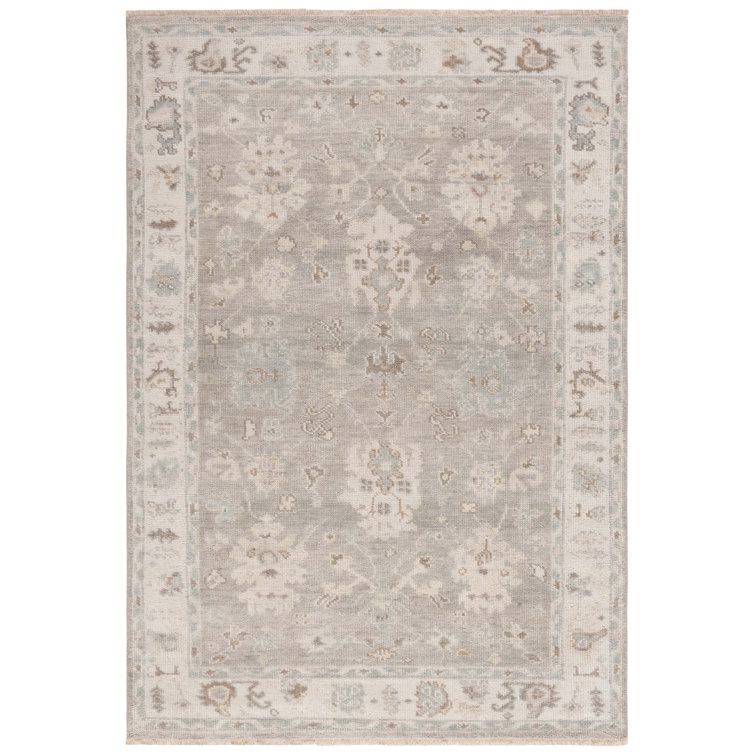 Ivory Hand-Knotted Wool Rectangular Rug, 2' x 3'