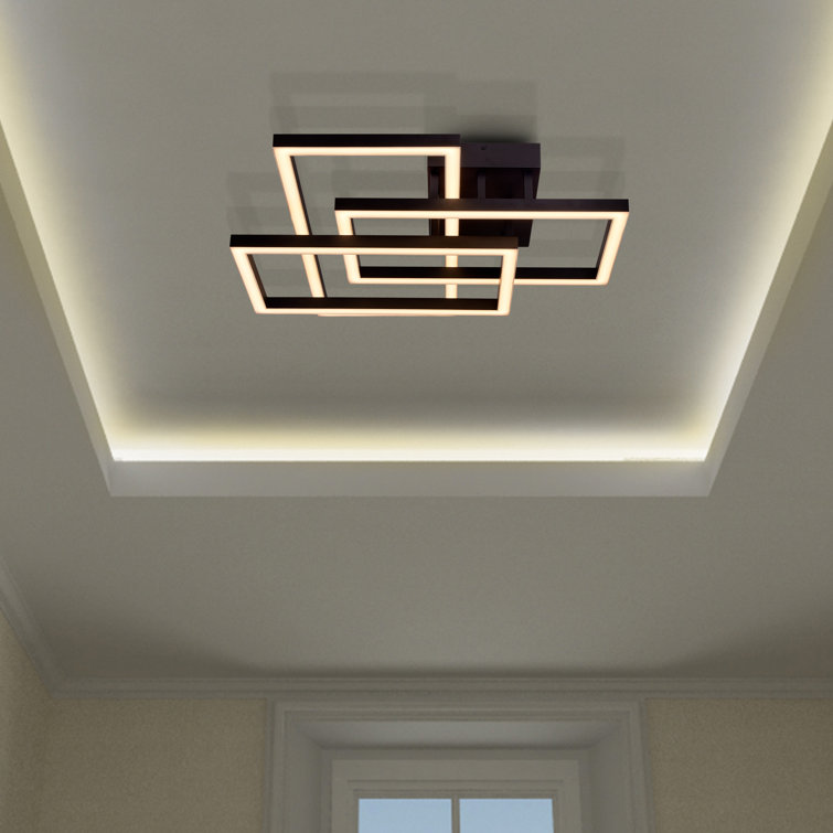 Radium 28" Black Aluminum Integrated LED Semi-Flush Ceiling Light