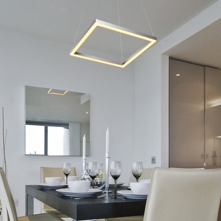 White Crystal 20-Inch Modern Square LED Chandelier