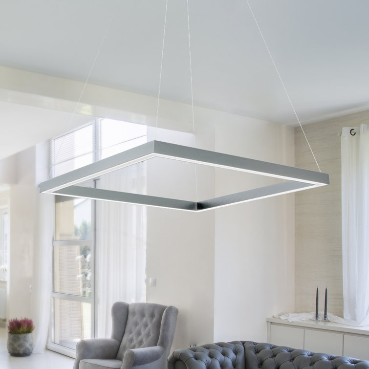 White Crystal 20-Inch Modern Square LED Chandelier