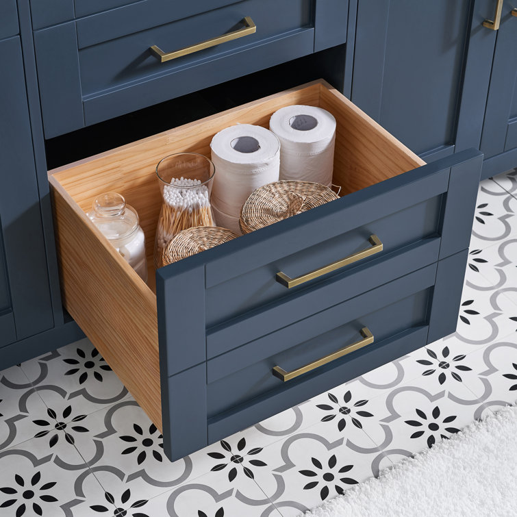 Tahoe 72" Midnight Blue Double Bathroom Vanity with Brass Hardware