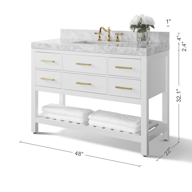 Elizabeth 48'' White Vanity with Gold Hardware