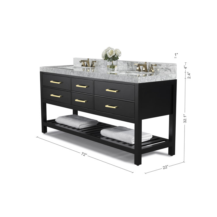 Elizabeth 72" Black Onyx Double Freestanding Bath Vanity Set