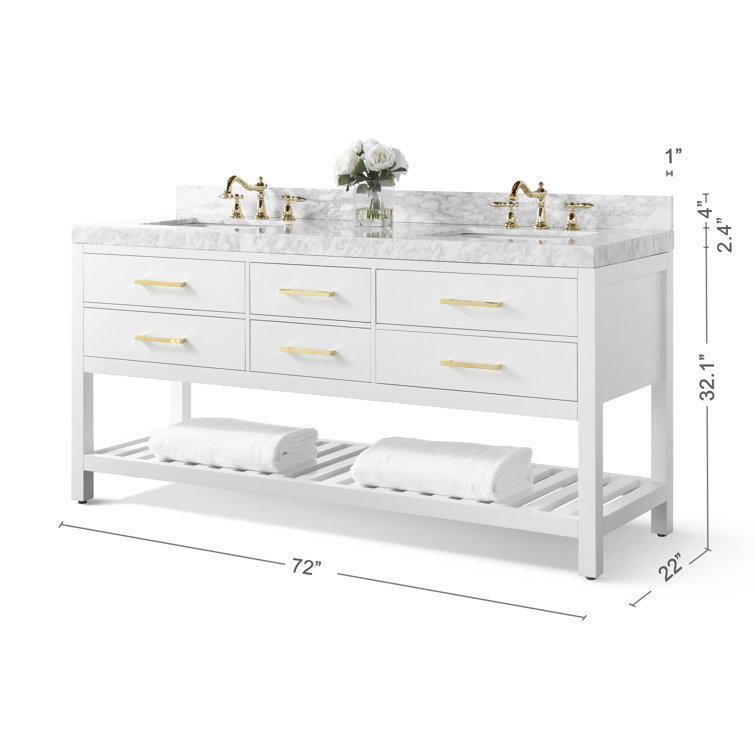 Elizabeth 72'' White Wood Bathroom Vanity Set